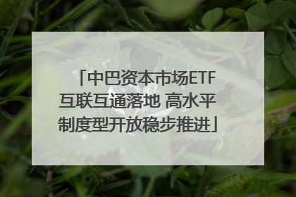中巴资本市场ETF互联互通落地 高水平制度型开放稳步推进